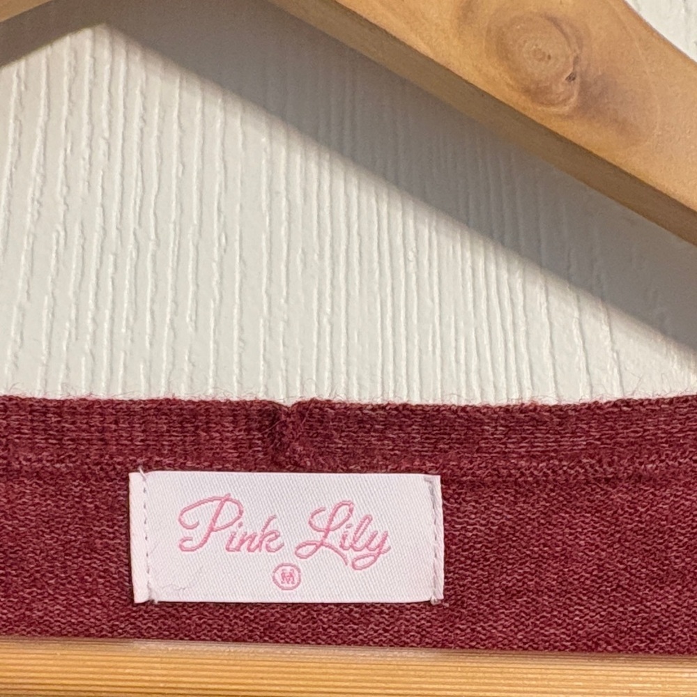 Pink Lily Colorblock Cardigan in Burgundy, Cream, and Gray - Picture 2 of 7